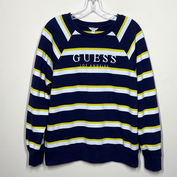 Guess Originals Guess Los Angeles Striped Pullover Crewneck Sweatshirt Womens - Picture 1 of 4